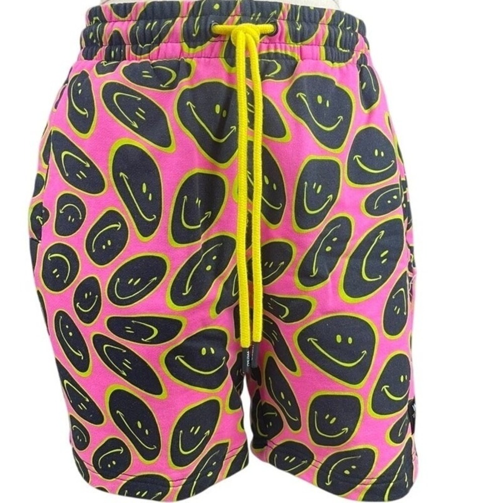 NWT WeSC Unisex (M/L) Shorts Pink Marty Smiley Cotton Skate Rave Retro‎ Pocket